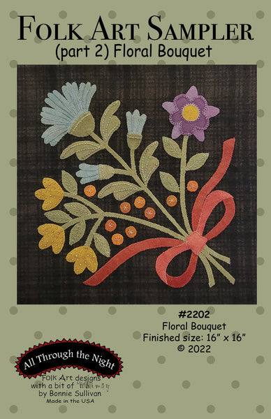 #KB2202 Folk Art Sampler Floral Bouquet